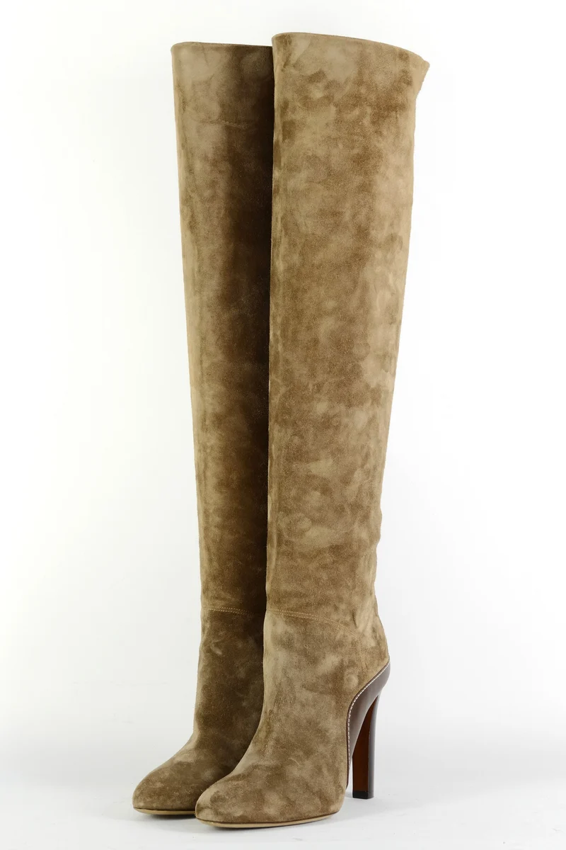 Hohe Stiefel Wildleder taupe