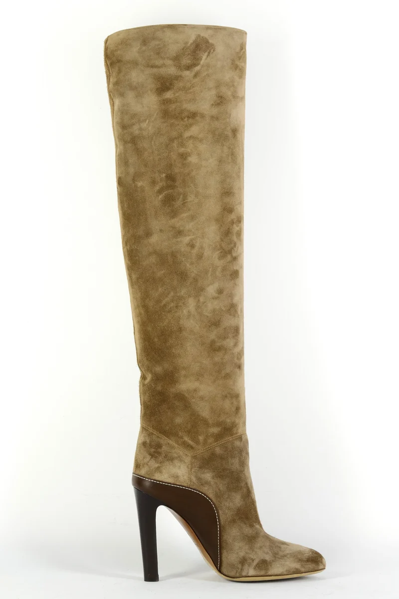 Hohe Stiefel Wildleder taupe