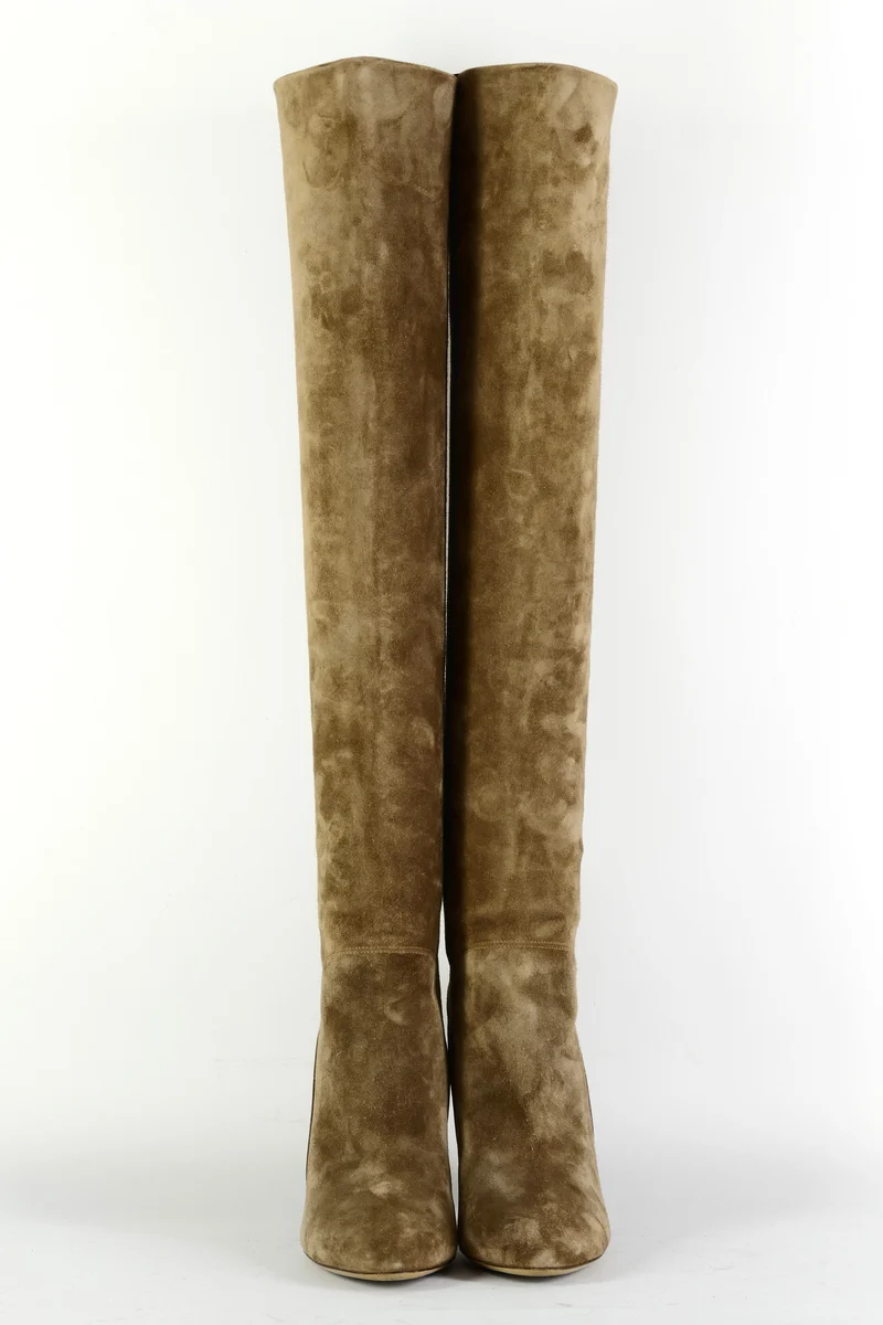 Hohe Stiefel Wildleder taupe