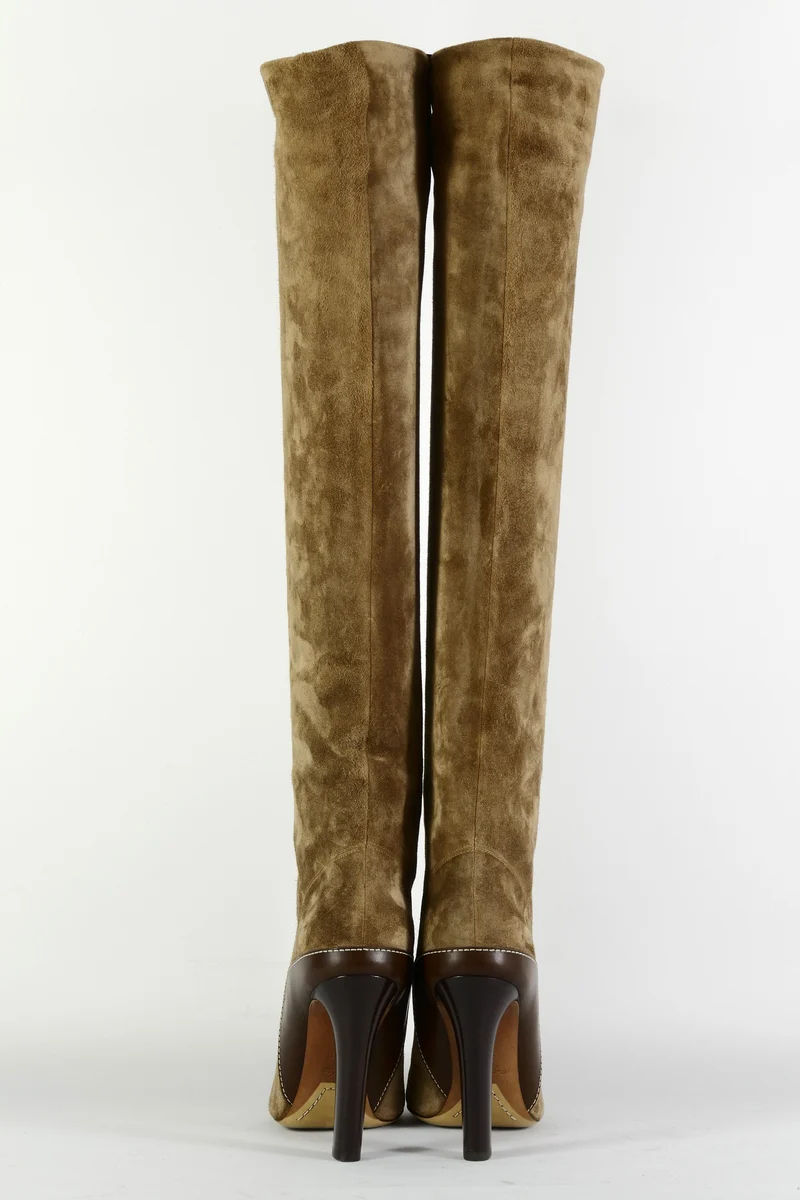 Hohe Stiefel Wildleder taupe