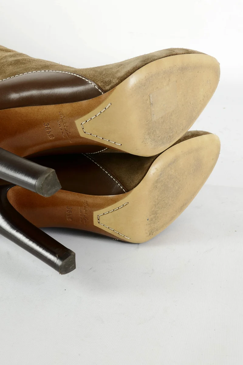 Hohe Stiefel Wildleder taupe