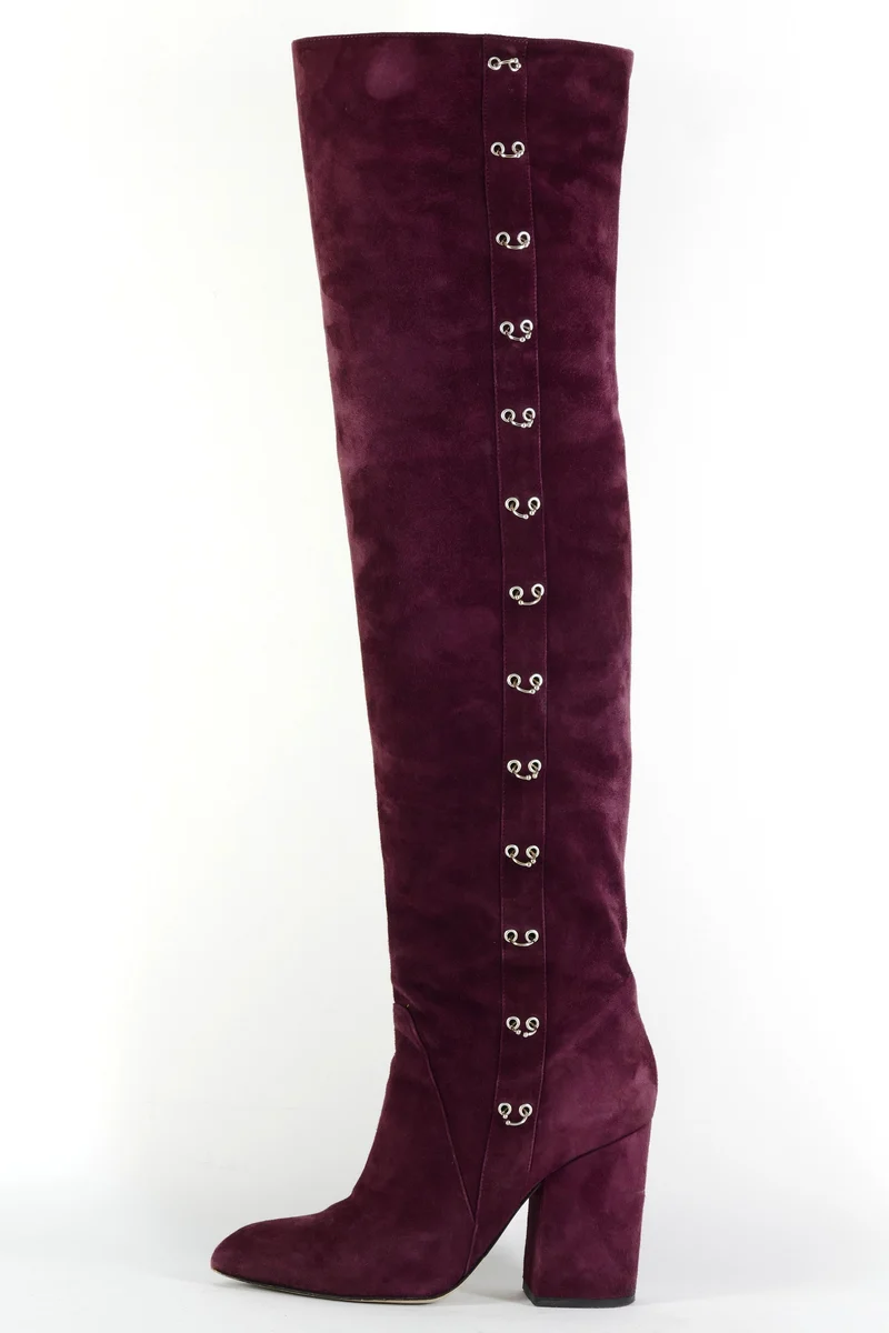 Overknees Wildleder bordeaux