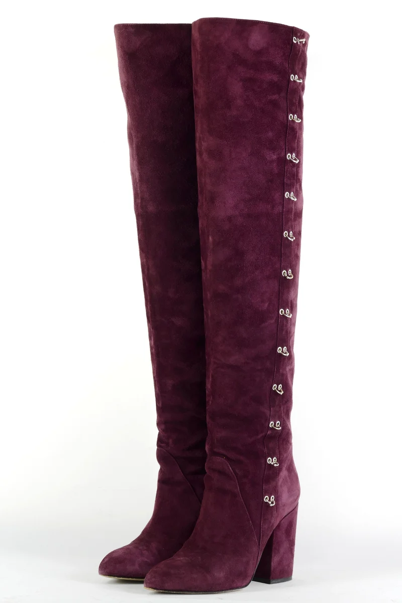 Overknees Wildleder bordeaux