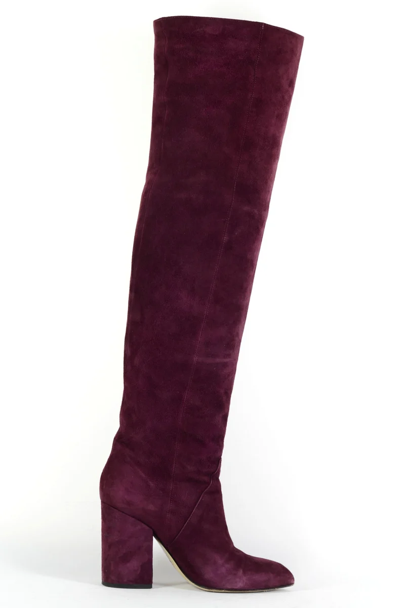 Overknees Wildleder bordeaux