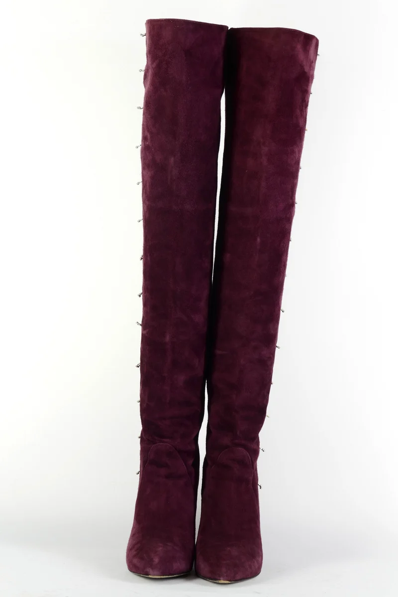 Overknees Wildleder bordeaux