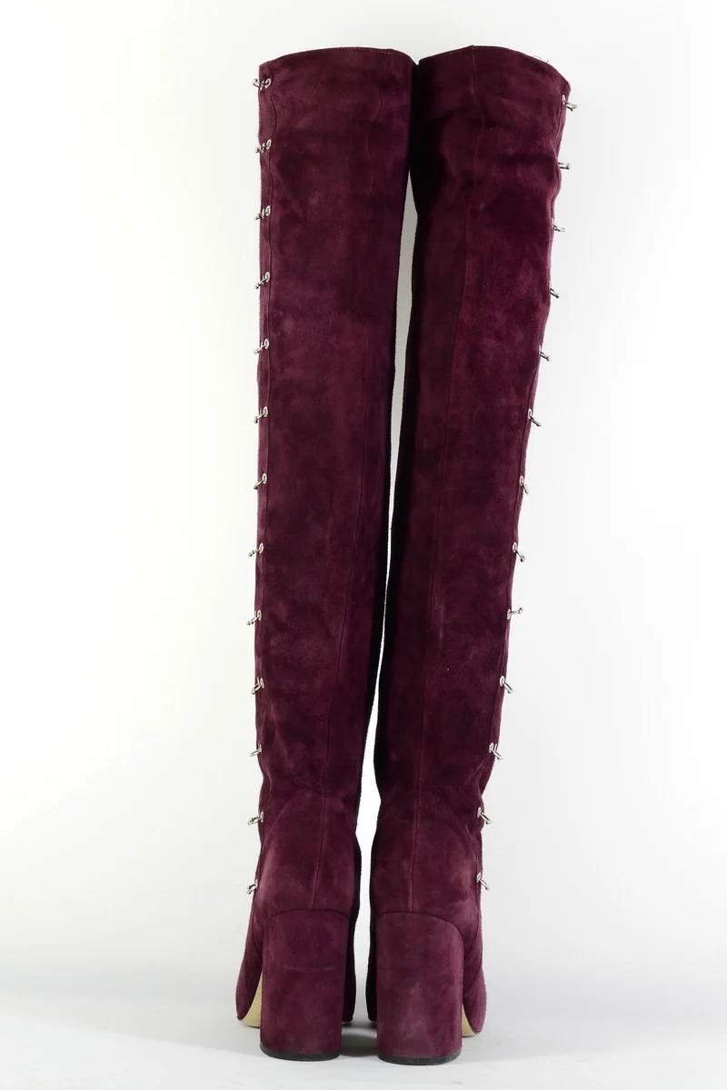 Overknees Wildleder bordeaux