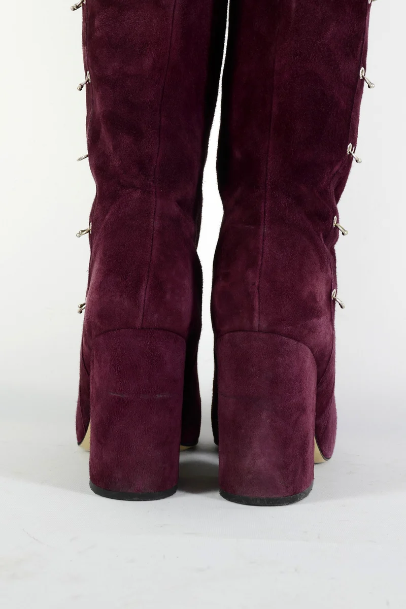 Overknees Wildleder bordeaux