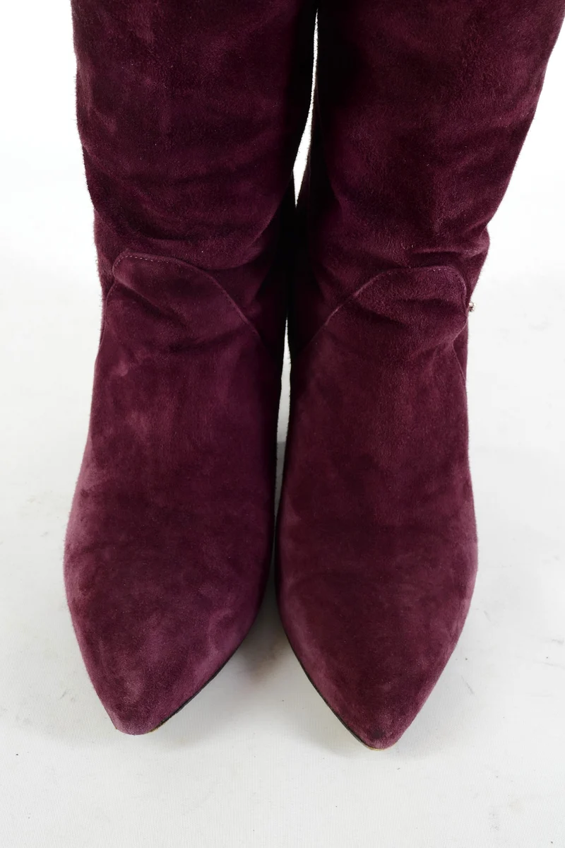 Overknees Wildleder bordeaux