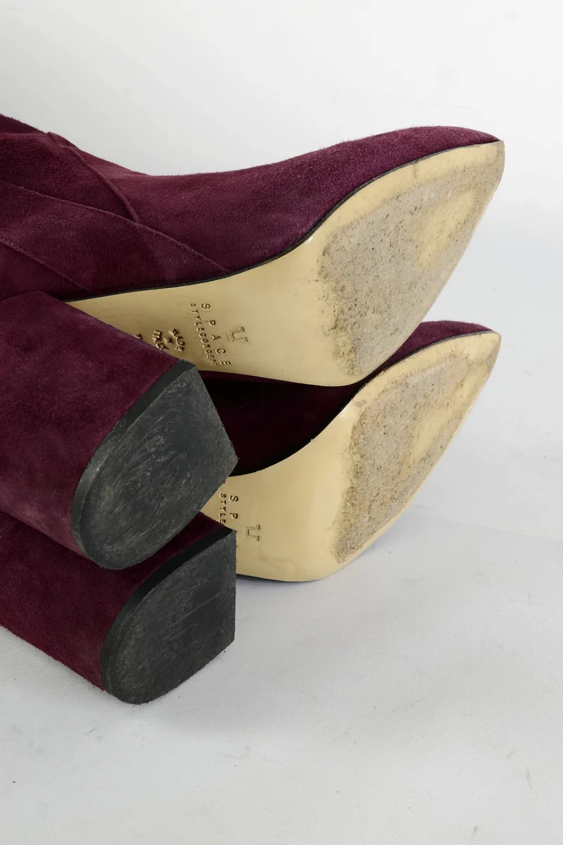 Overknees Wildleder bordeaux