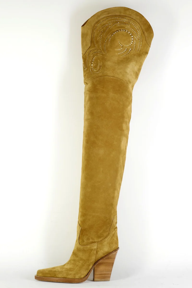 Overknees Wildleder beige