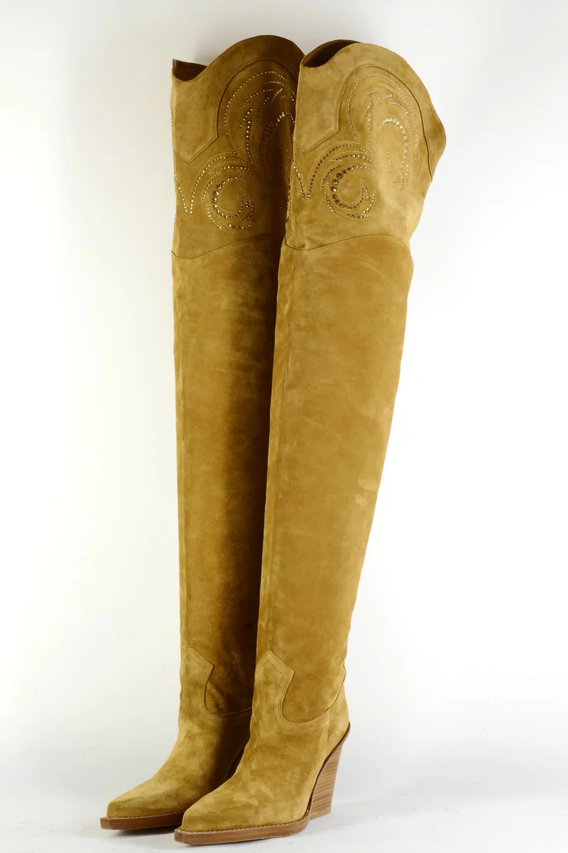 Overknees Wildleder beige