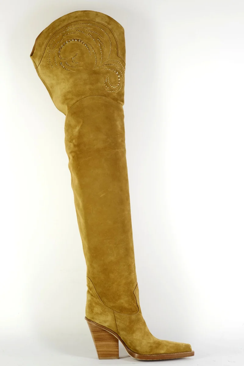 Overknees Wildleder beige