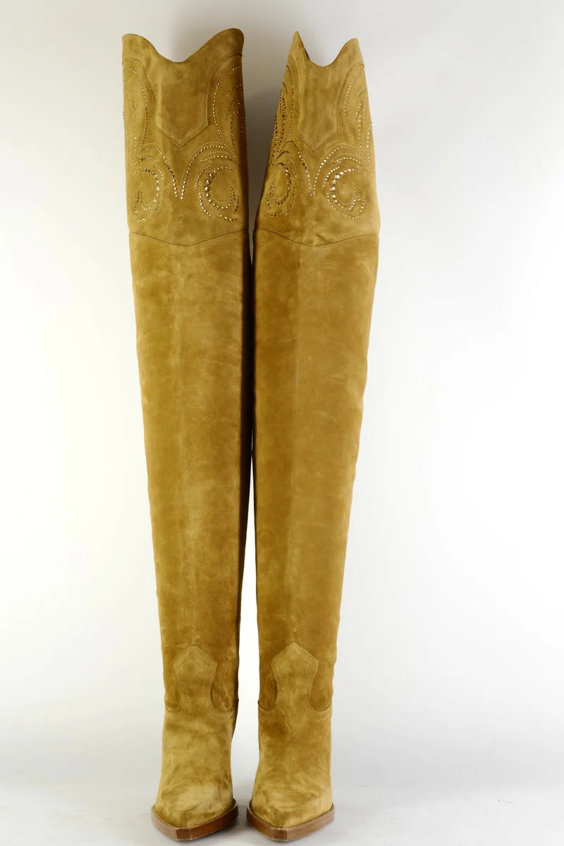 Overknees Wildleder beige