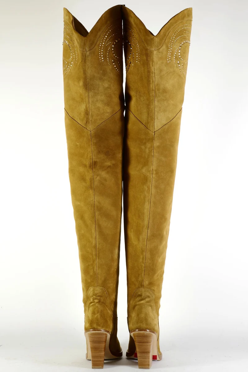 Overknees Wildleder beige