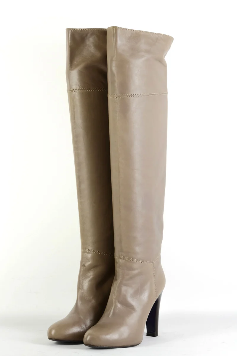 Hohe Stiefel Leder grau