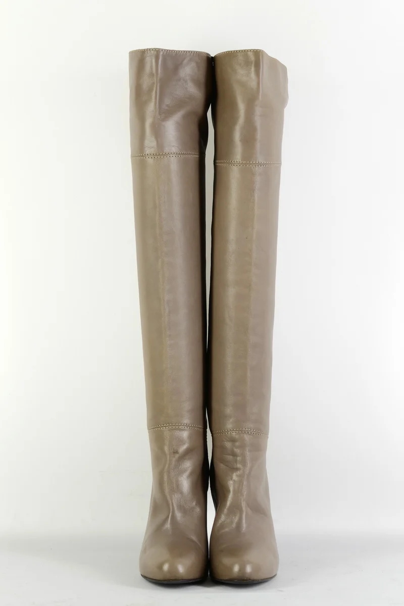 Hohe Stiefel Leder grau