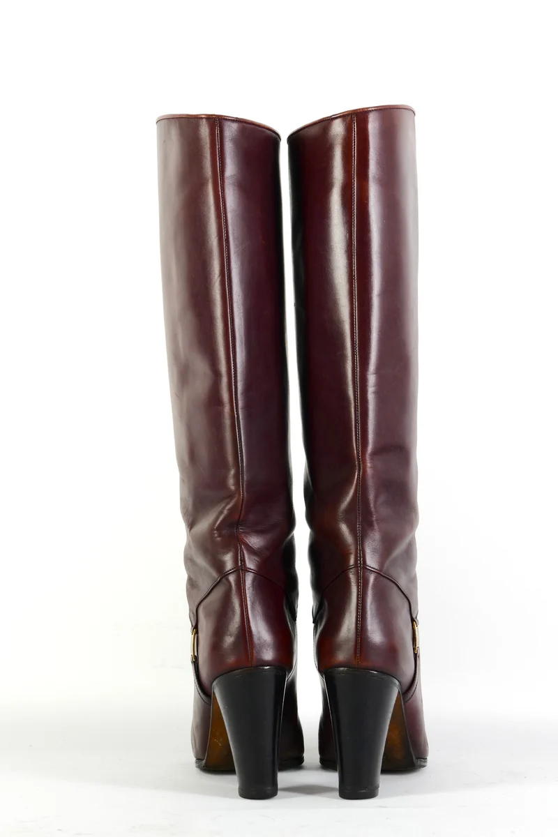 Vintage-Stiefel Leder bordeaux