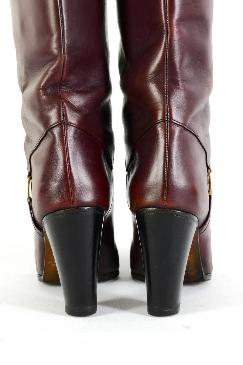 Vintage-Stiefel Leder bordeaux