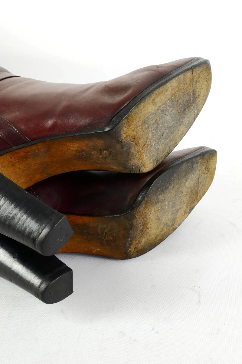 Vintage-Stiefel Leder bordeaux