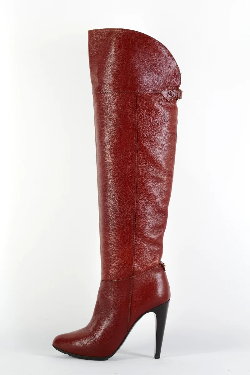 Hohe Stiefel Leder bordeaux