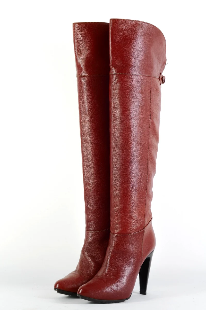 Hohe Stiefel Leder bordeaux