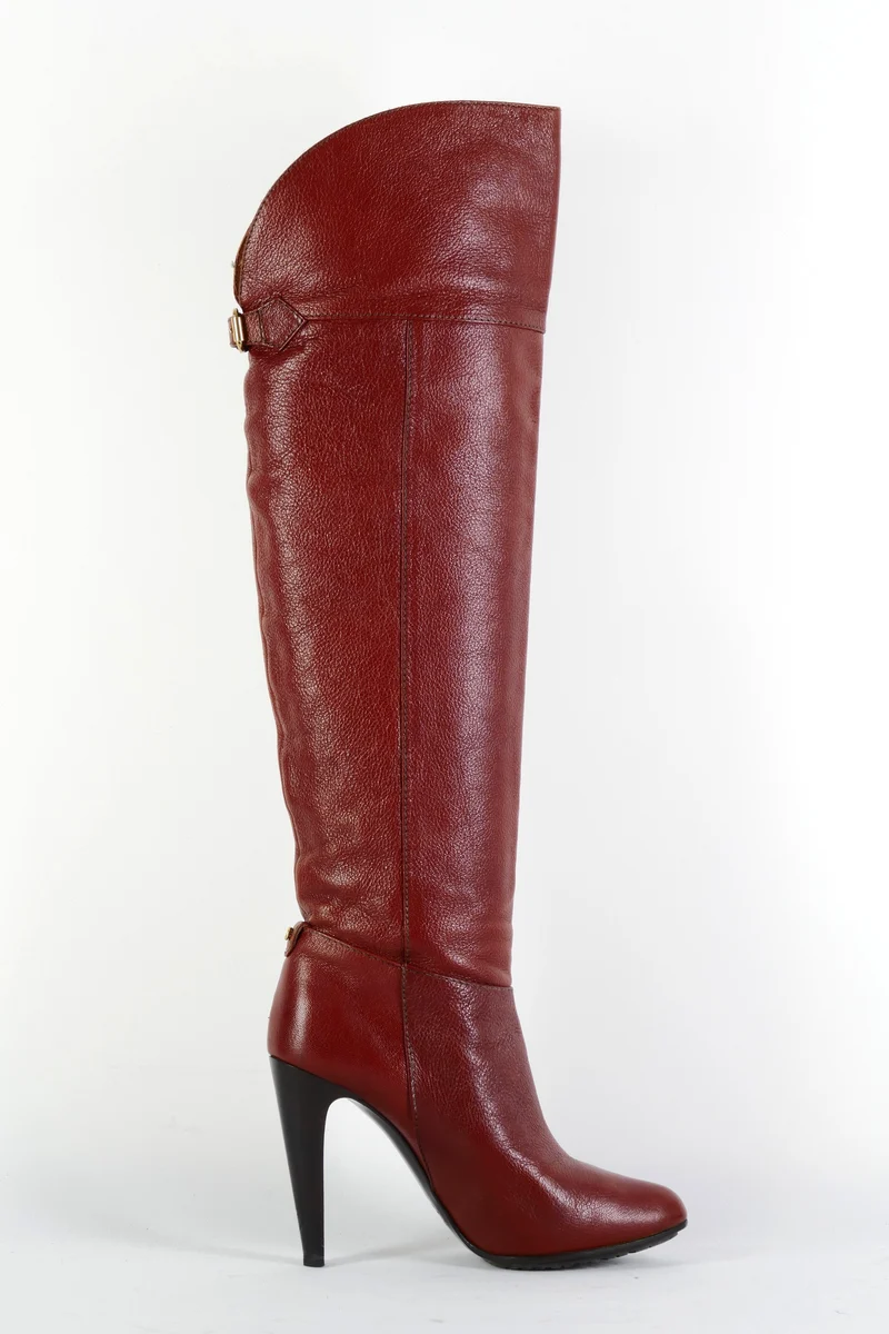 Hohe Stiefel Leder bordeaux