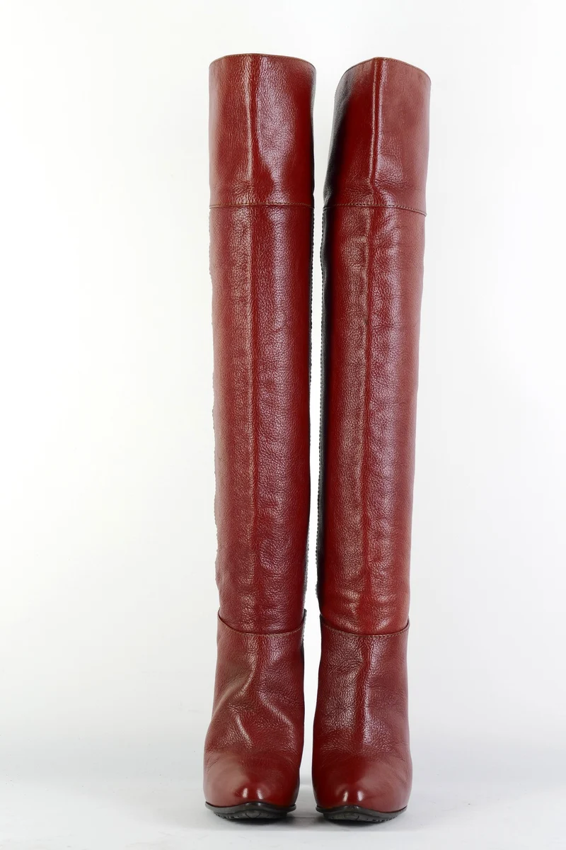 Hohe Stiefel Leder bordeaux