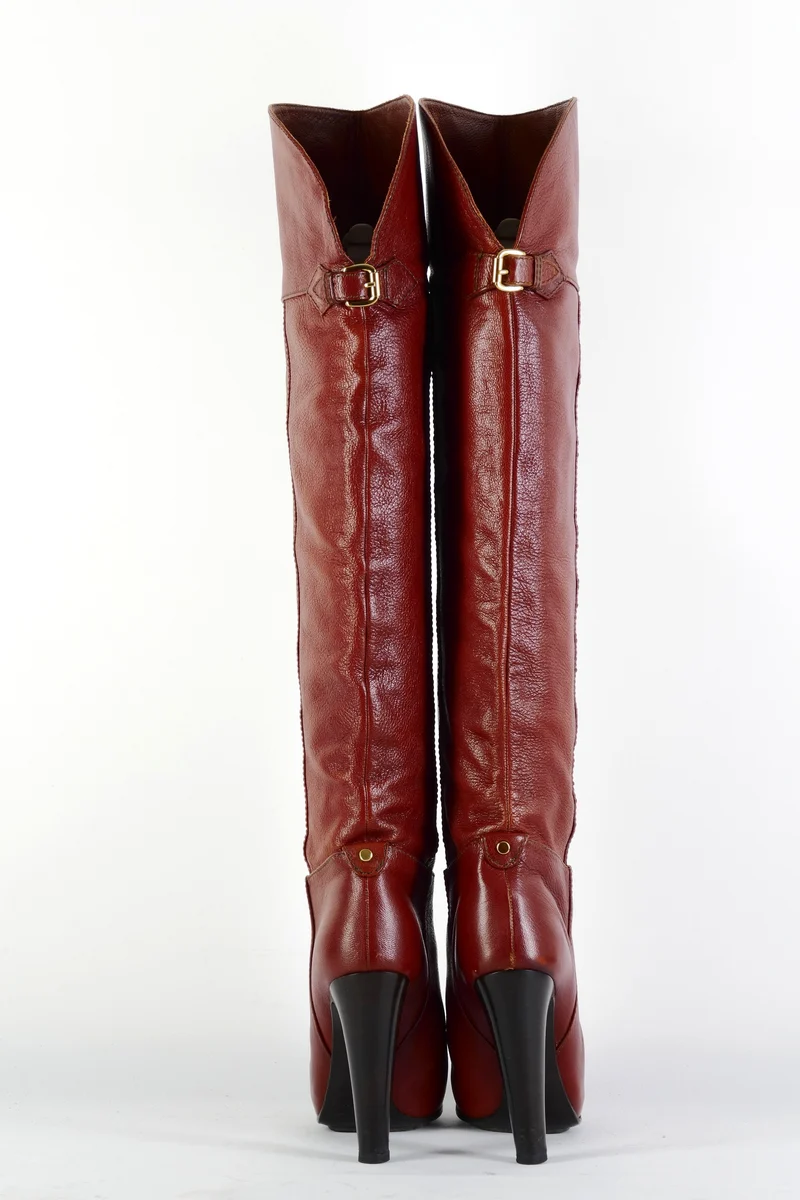 Hohe Stiefel Leder bordeaux
