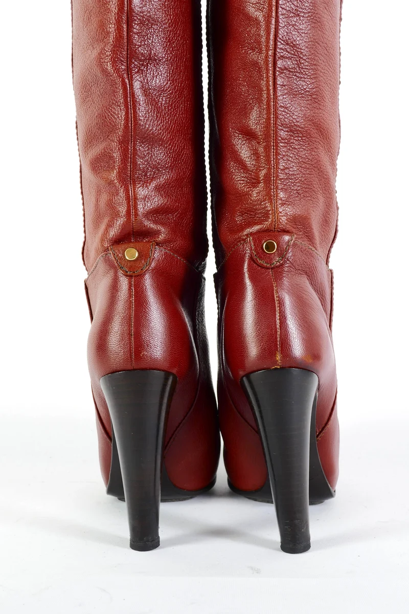 Hohe Stiefel Leder bordeaux