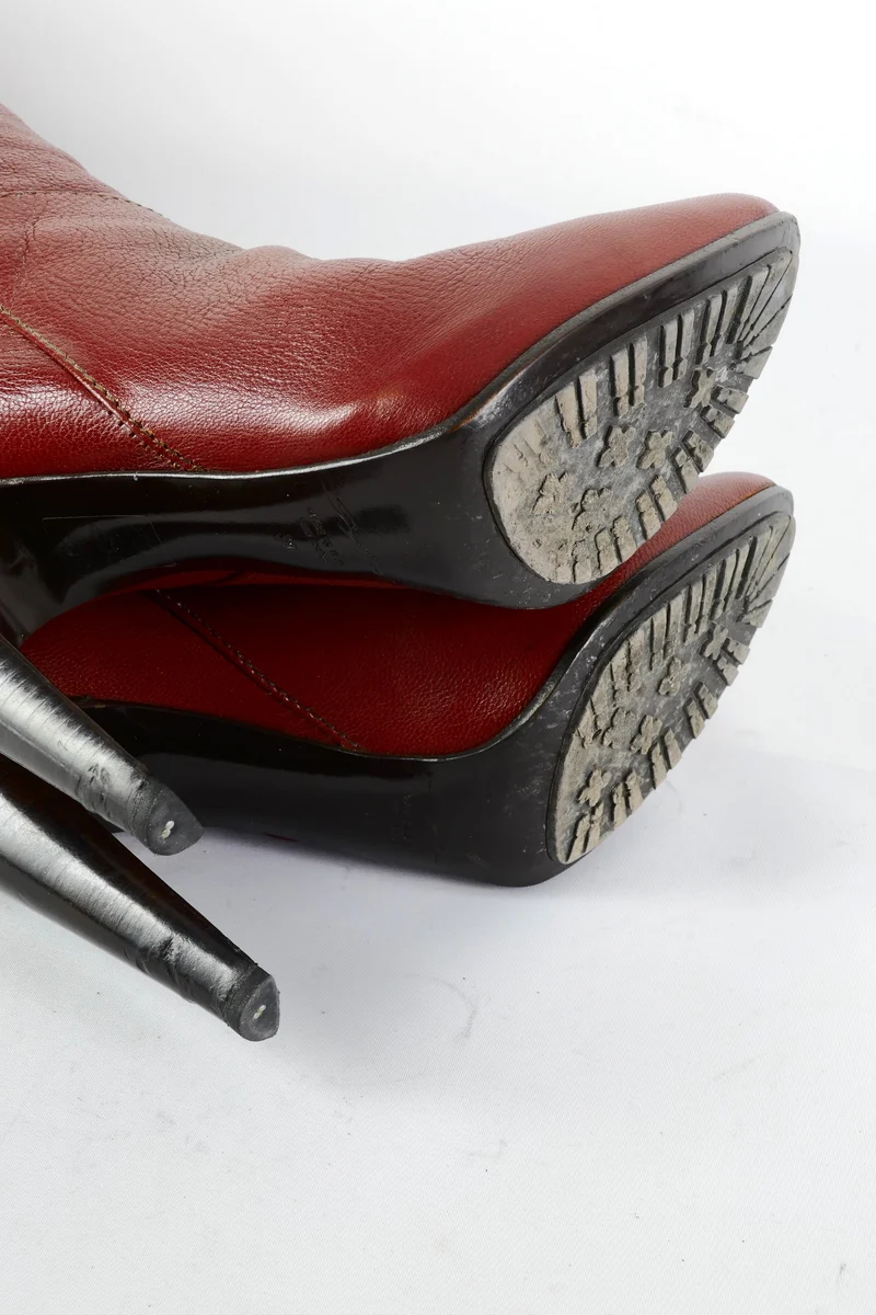 Hohe Stiefel Leder bordeaux