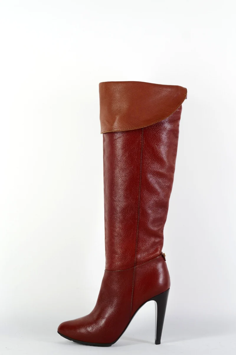 Hohe Stiefel Leder bordeaux