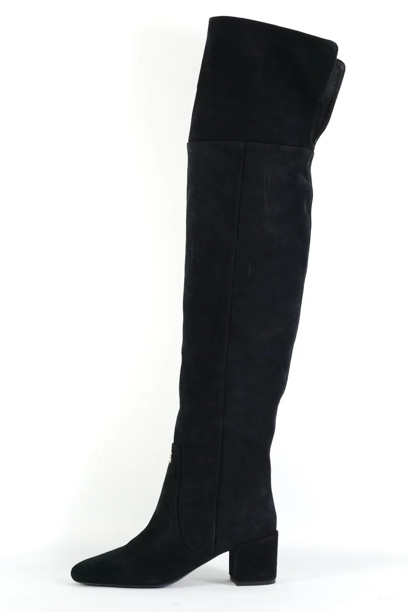 Overknees Wildleder schwarz