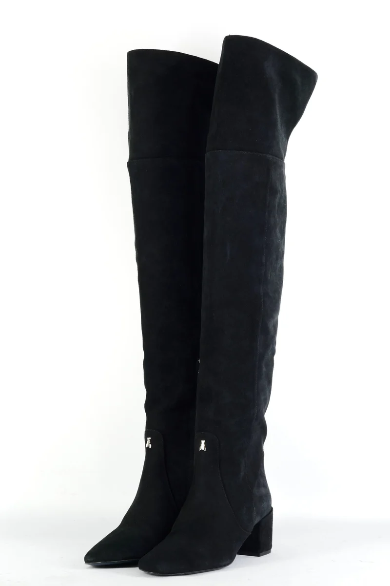 Overknees Wildleder schwarz