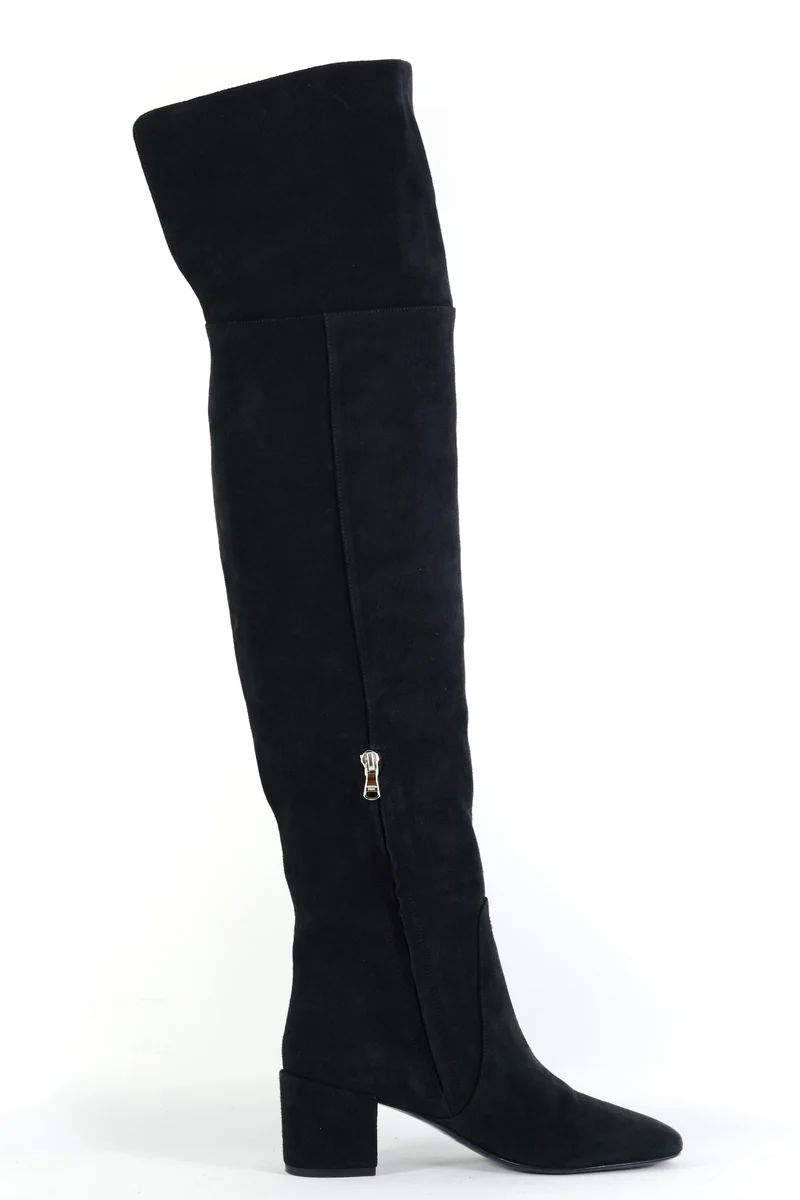 Overknees Wildleder schwarz