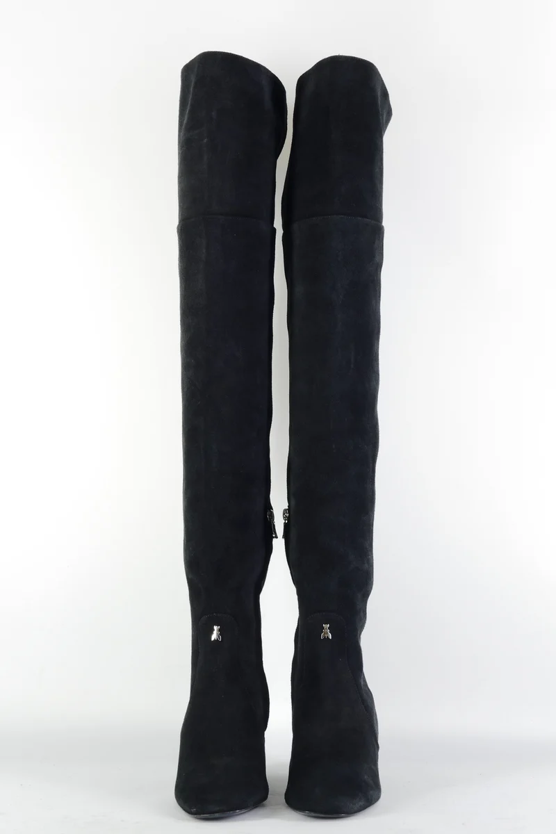 Overknees Wildleder schwarz