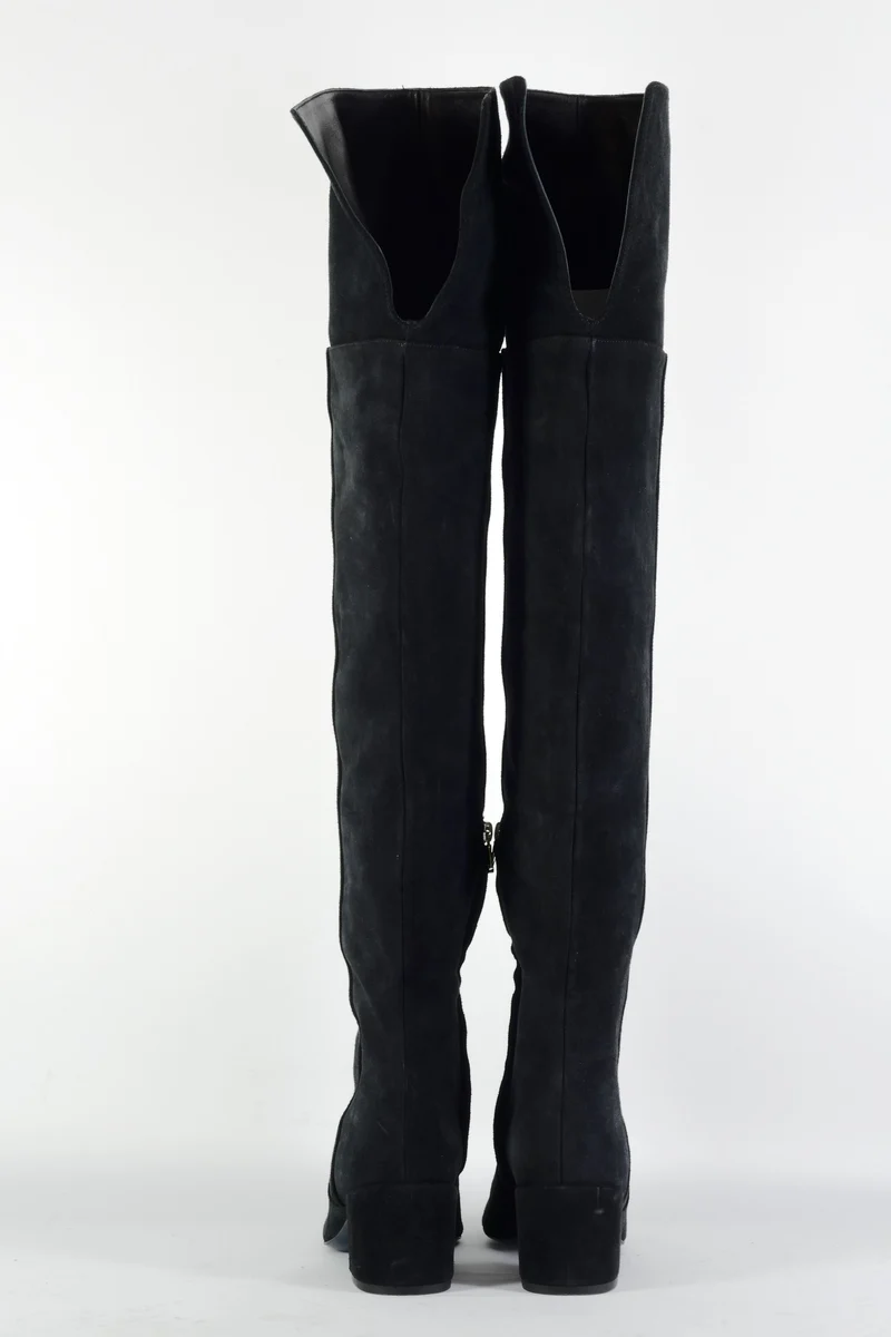 Overknees Wildleder schwarz