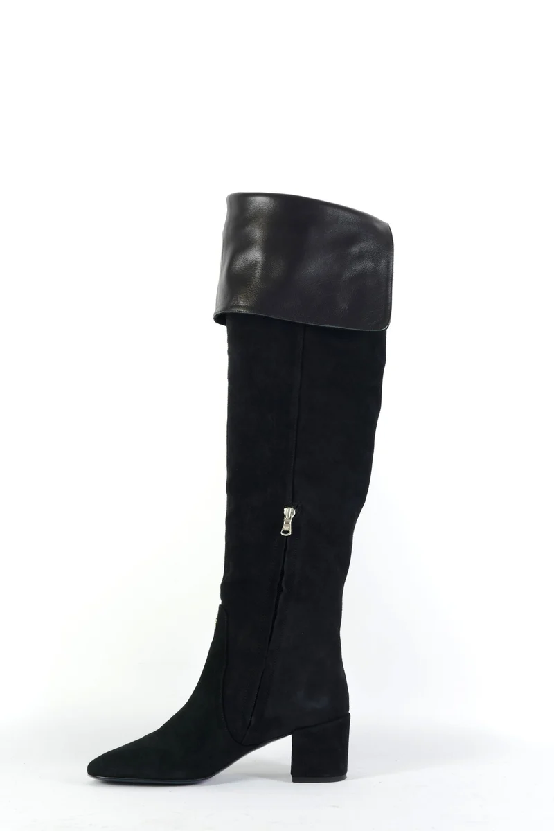 Overknees Wildleder schwarz