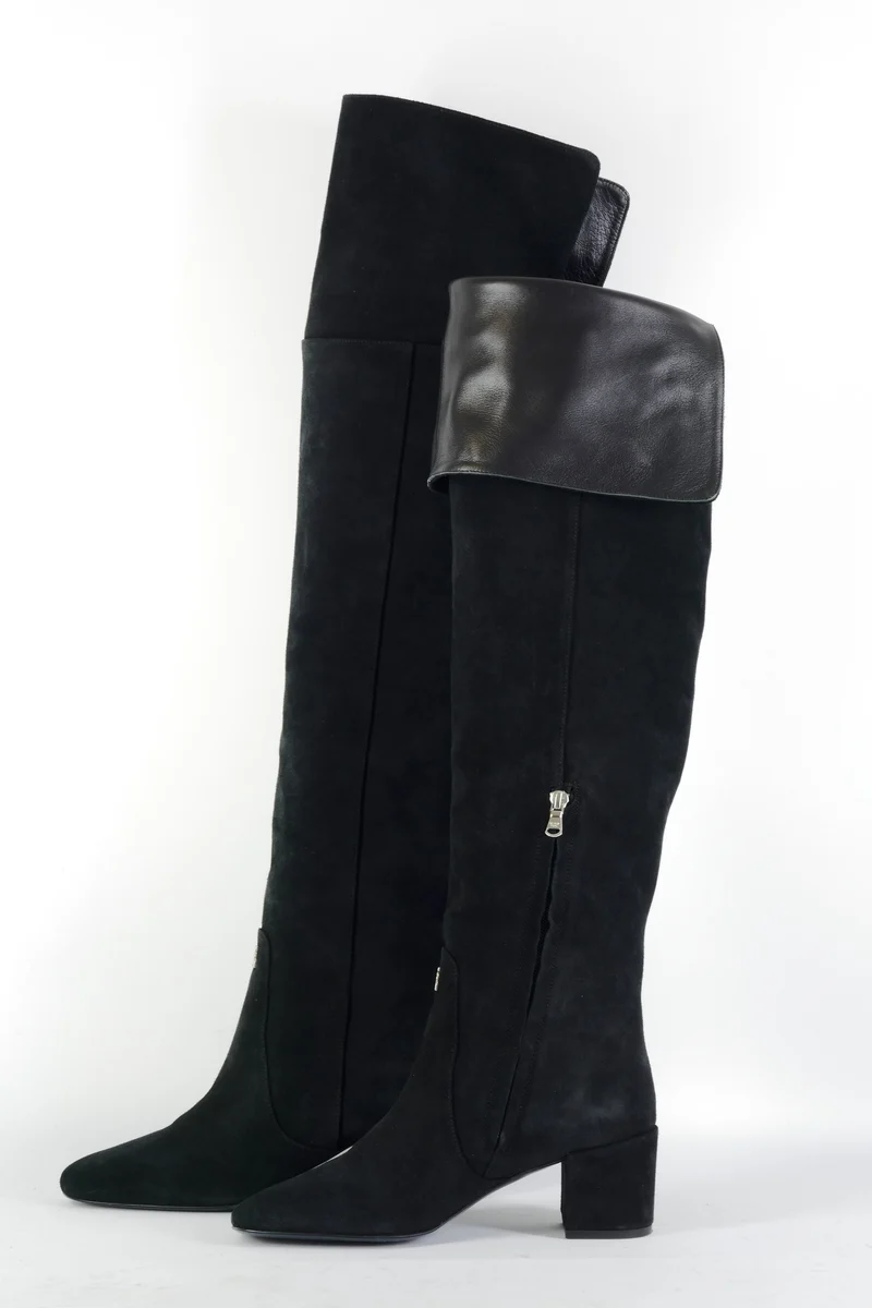 Overknees Wildleder schwarz