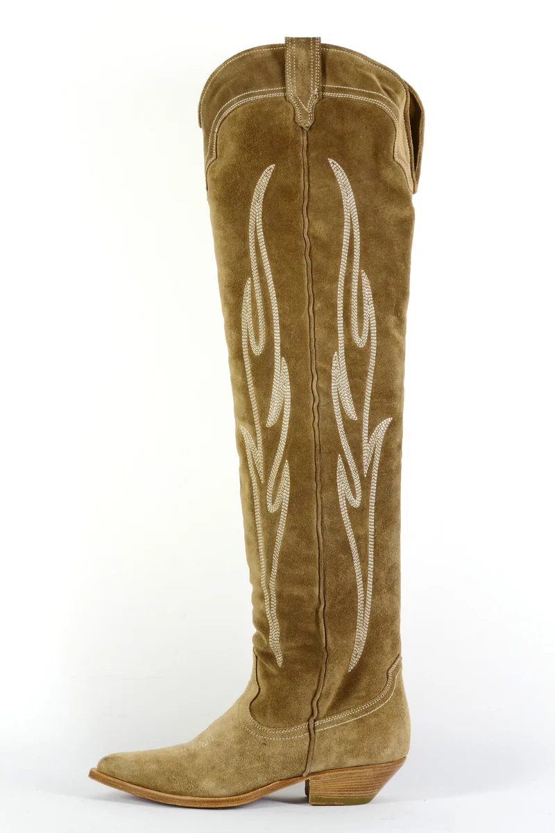Overknees Wildleder beige