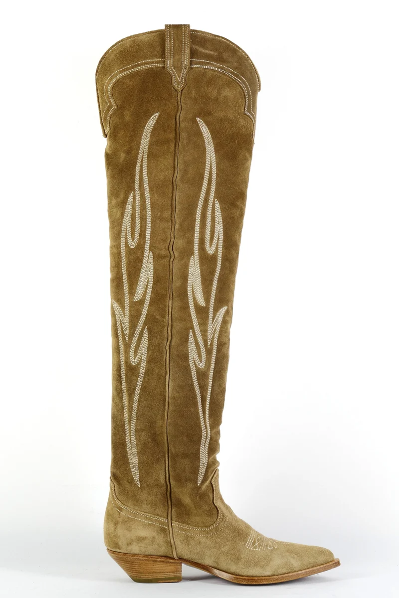 Overknees Wildleder beige