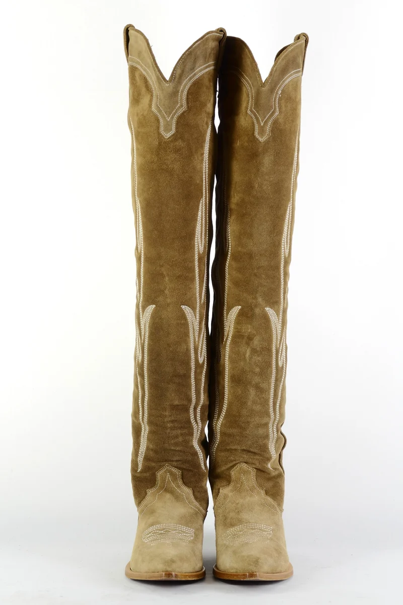 Overknees Wildleder beige