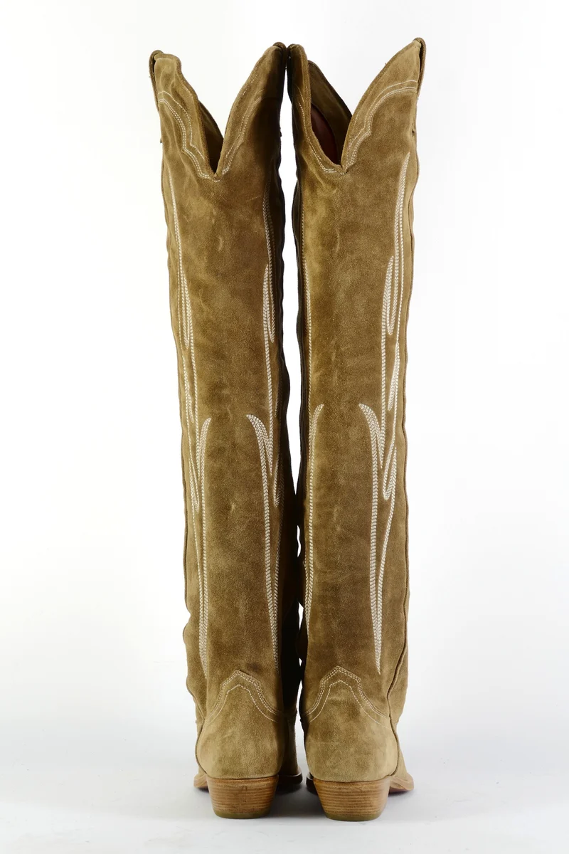 Overknees Wildleder beige
