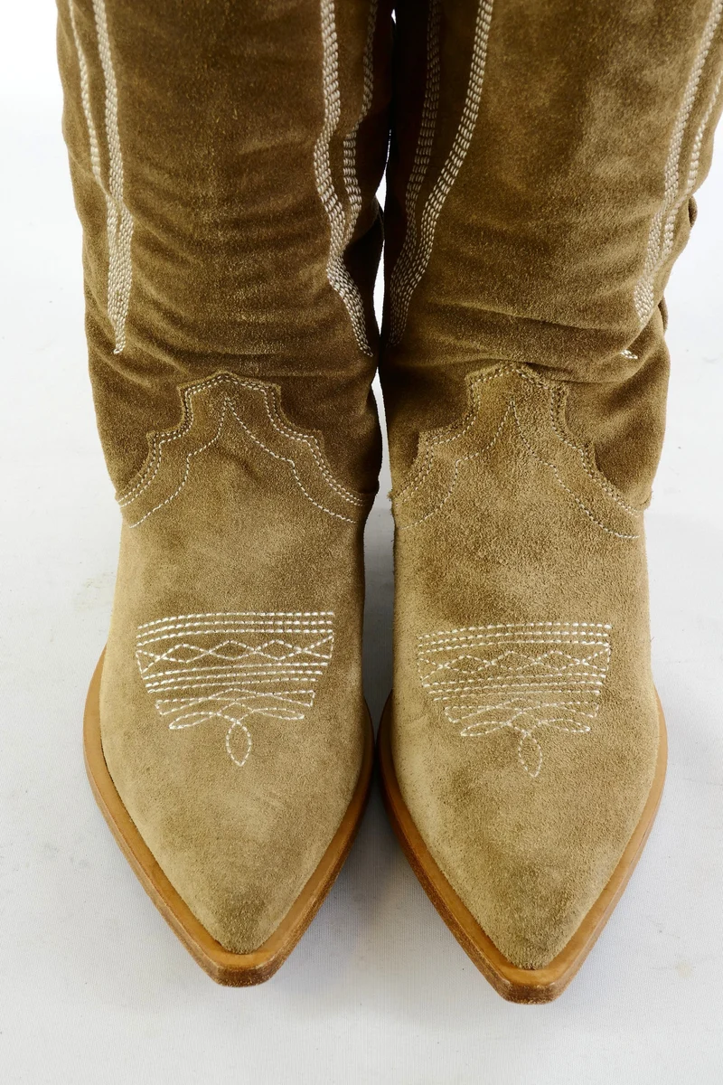Overknees Wildleder beige