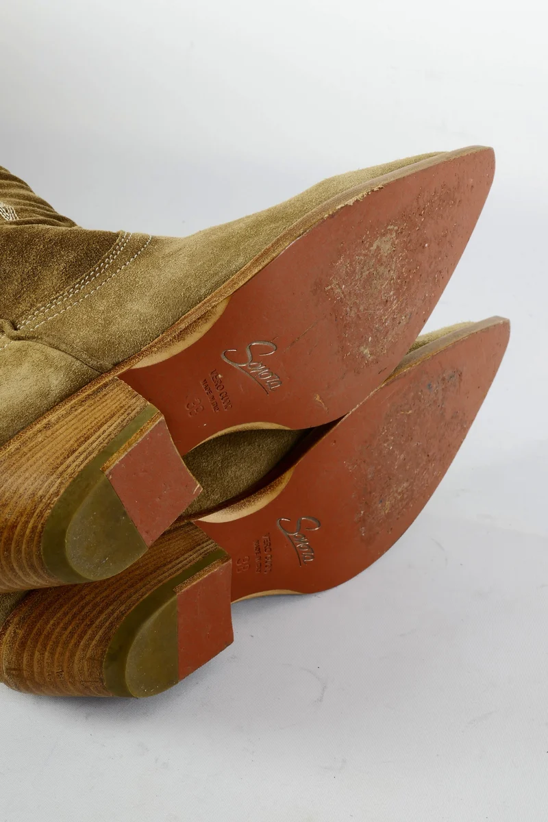 Overknees Wildleder beige