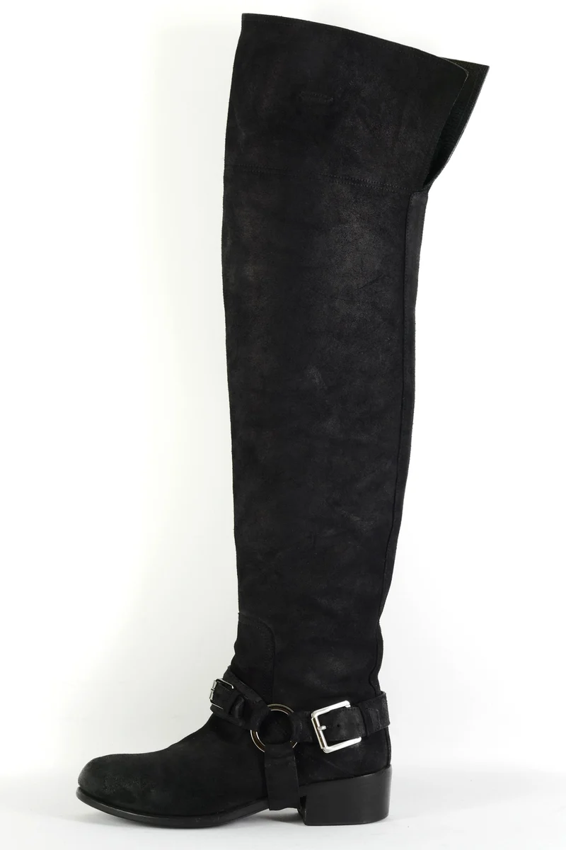 Overknees Wildleder schwarz