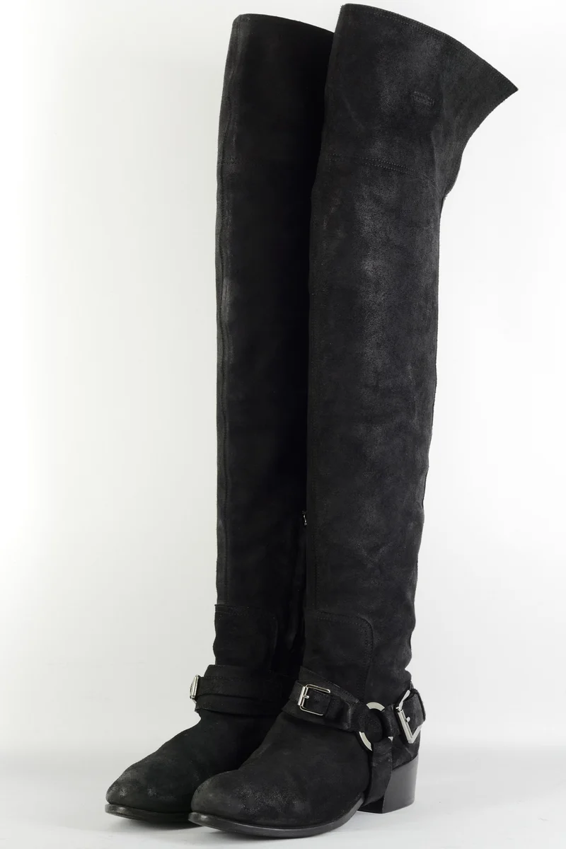 Overknees Wildleder schwarz