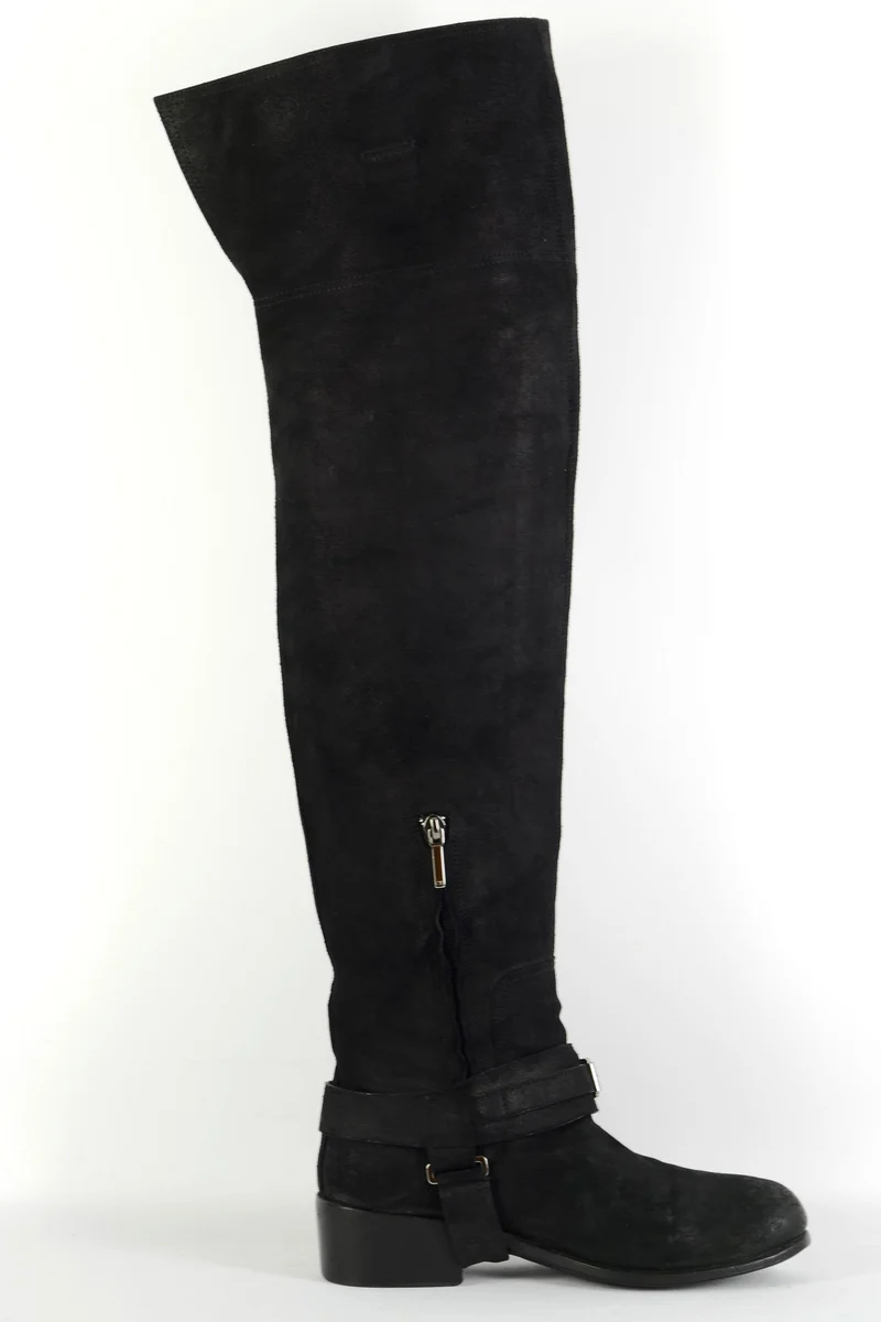Overknees Wildleder schwarz