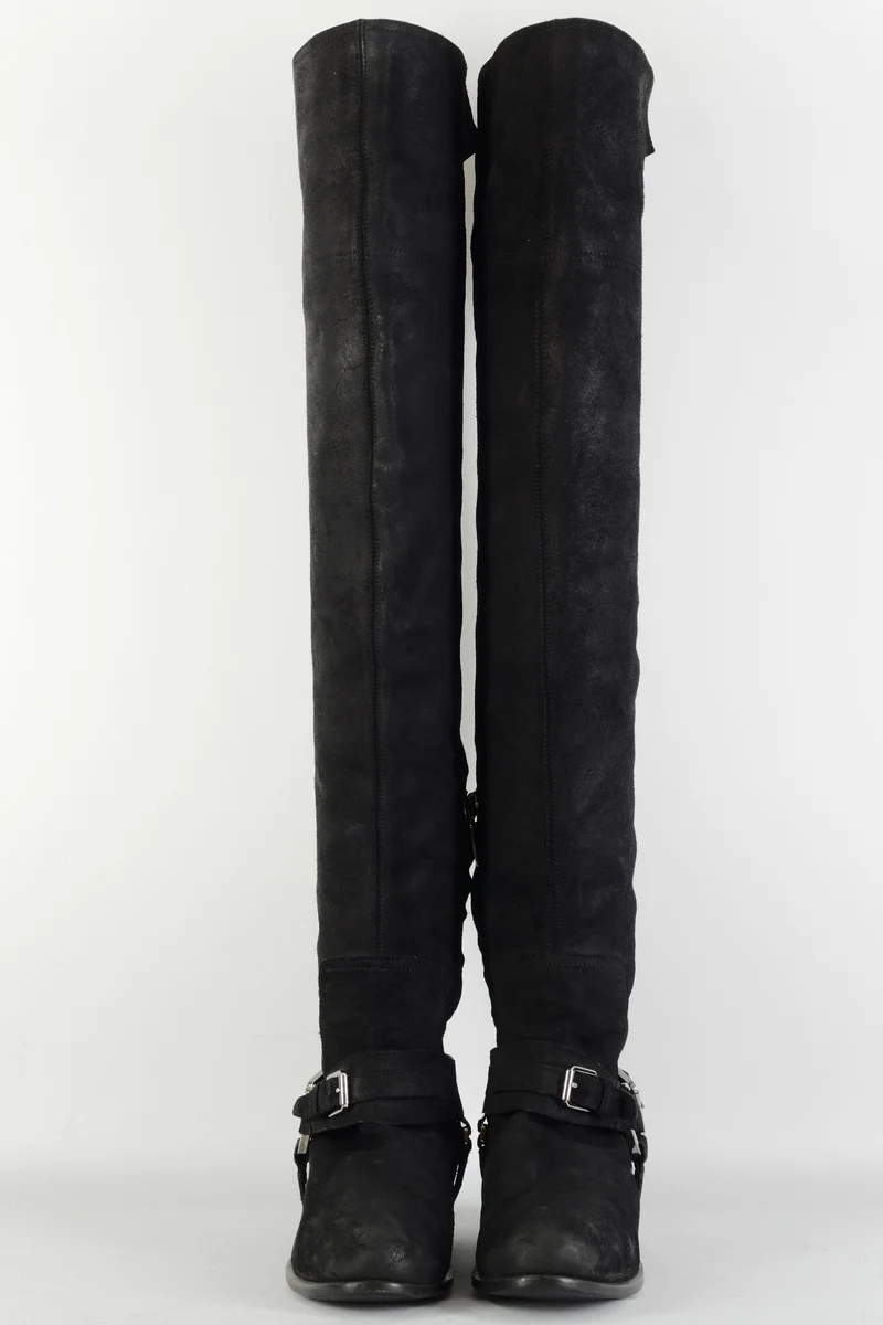 Overknees Wildleder schwarz