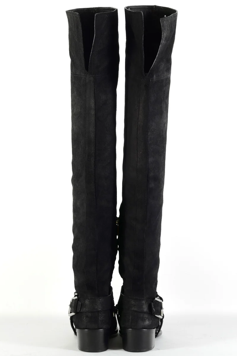 Overknees Wildleder schwarz