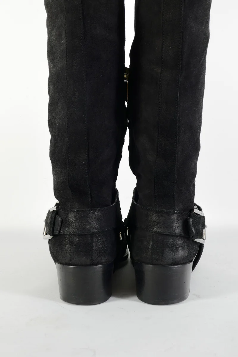 Overknees Wildleder schwarz